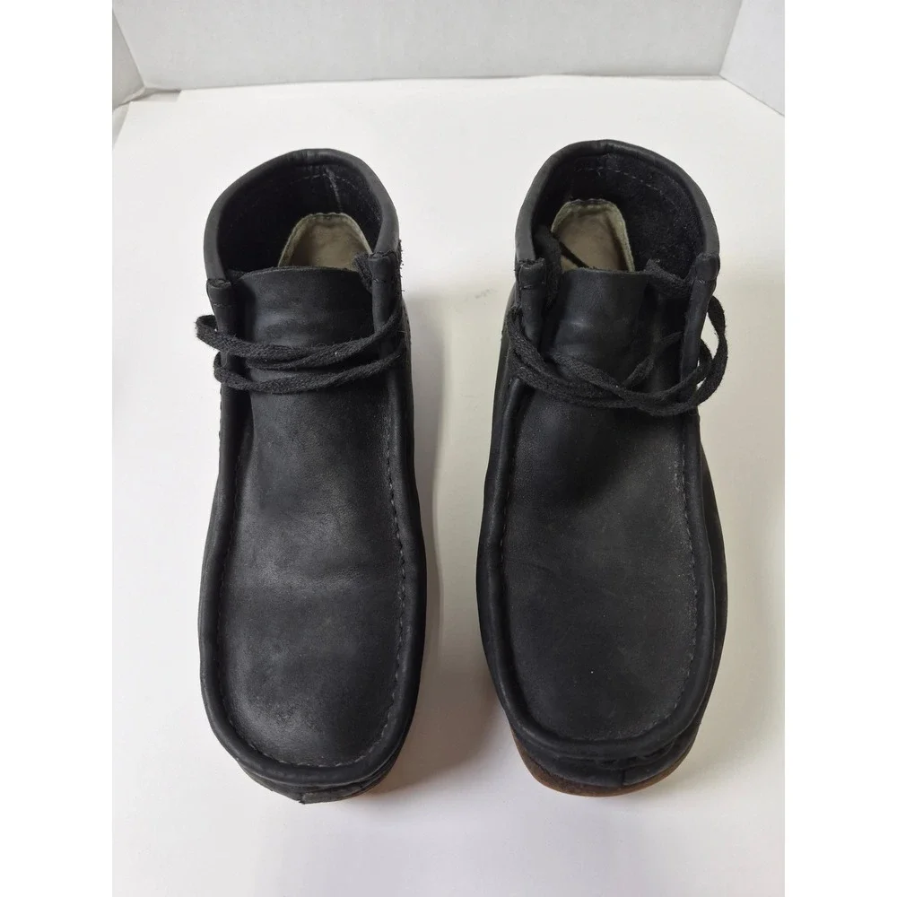 Clarks Wallabee Boots Black Leather Moccasin Lace Up Mens 8 261297667070
